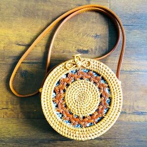 Unique Handcrafted Tan and Brown Woven Bag